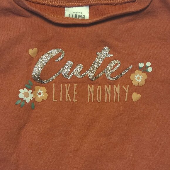 Laughing Llama Cute Like Mommy Baby Girl Long Sleeve Top 6M Red Orange - Picture 2 of 10